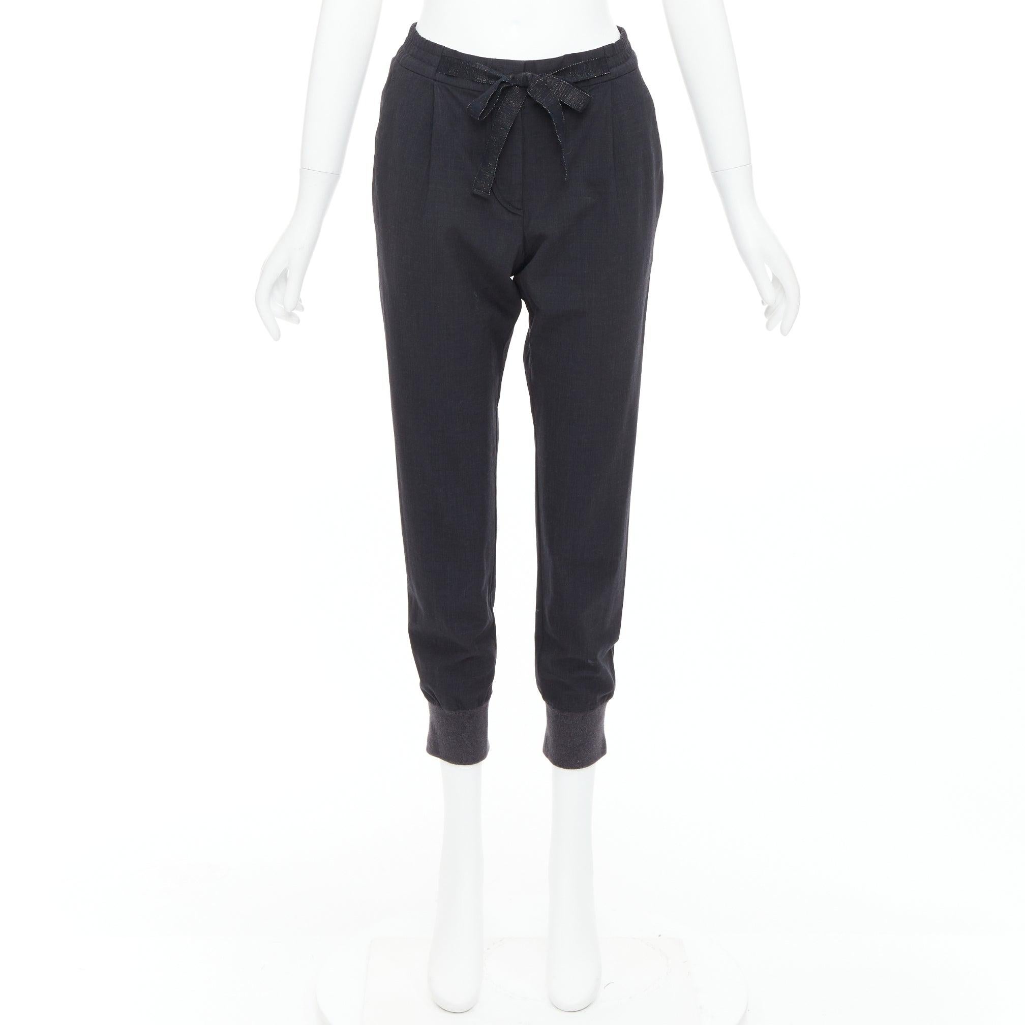 BRUNELLO CUCINELLI Dunkelgraue, entspannte Läuferhose aus Schurwollmischung IT38 XS im Angebot 4