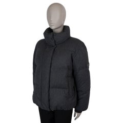 BRUNELLO CUCINELLI dark grey wool 2022 MONILI DOWN PUFFER Jacket 44 L