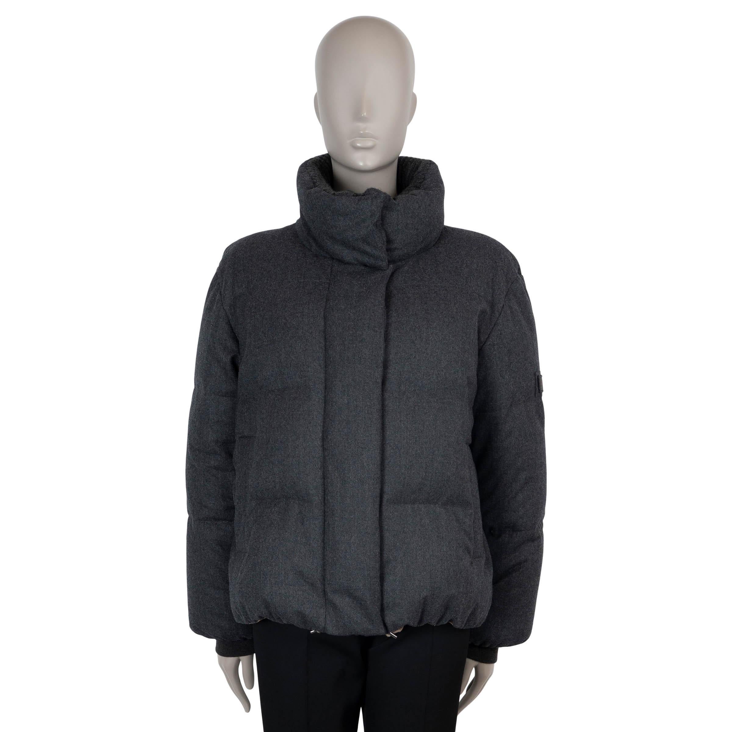 BRUNELLO CUCINELLI dark grey wool 2022 MONILI DOWN PUFFER Jacket 44 L