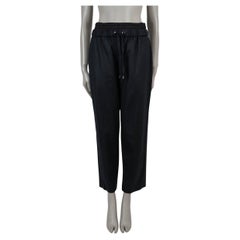 BRUNELLO CUCINELLI dark grey wool DRAWSTRING CROPPED Pants 42 M