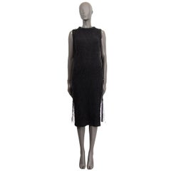 BRUNELLO CUCINELLI dark grey wool FLORAL WIRE KNIT SLEEVELESS Dress S