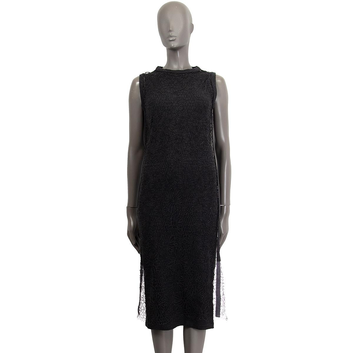 Black BRUNELLO CUCINELLI dark grey wool FLORAL WIRE KNIT SLEEVELESS Dress S For Sale