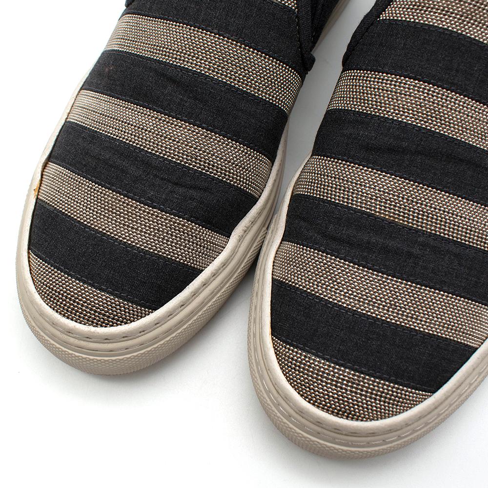 Women's or Men's Brunello Cucinelli Denim Monili Bead Striped Slip-on Sneaker 37 For Sale