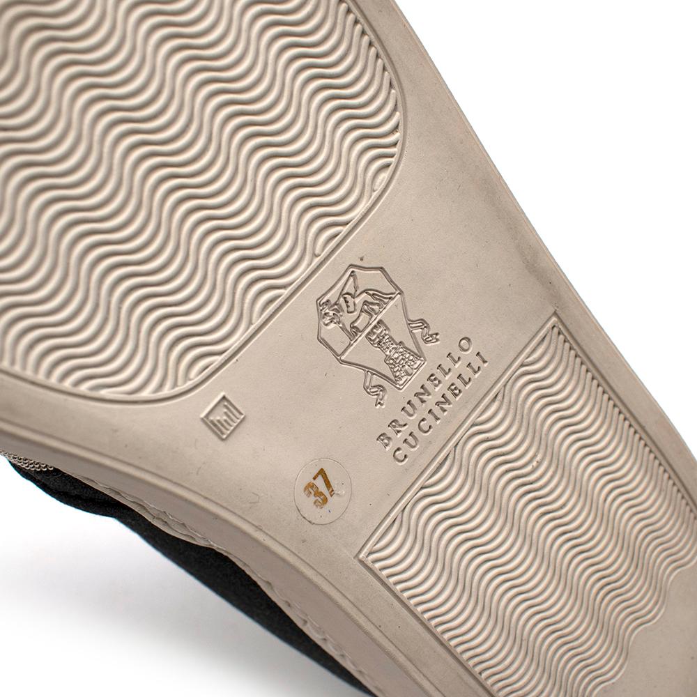 Brunello Cucinelli Denim Monili Bead Striped Slip-on Sneaker 37 For Sale 2