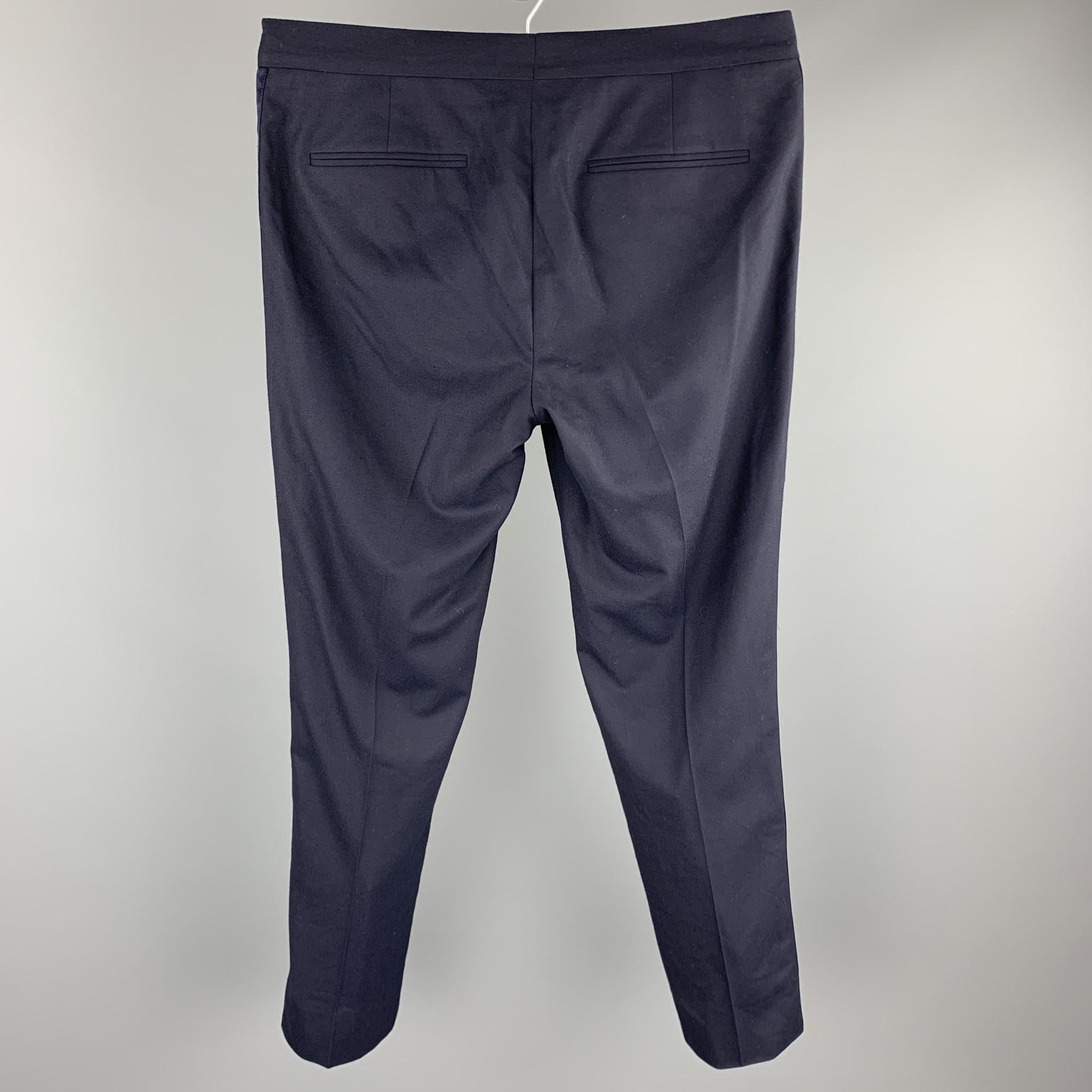 Black BRUNELLO CUCINELLI Dress Pants - Size 32 / IT 48 Navy Blue Wool Zip Fly 