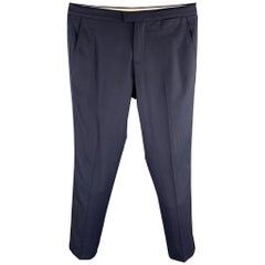 BRUNELLO CUCINELLI Dress Pants - Size 32 / IT 48 Navy Blue Wool Zip Fly 