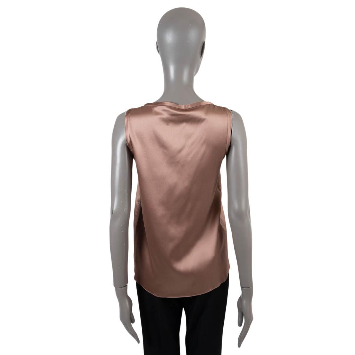 BRUNELLO CUCINELLI dusty rose silk SATIN TANK-TOP Shirt S In Excellent Condition For Sale In Zürich, CH