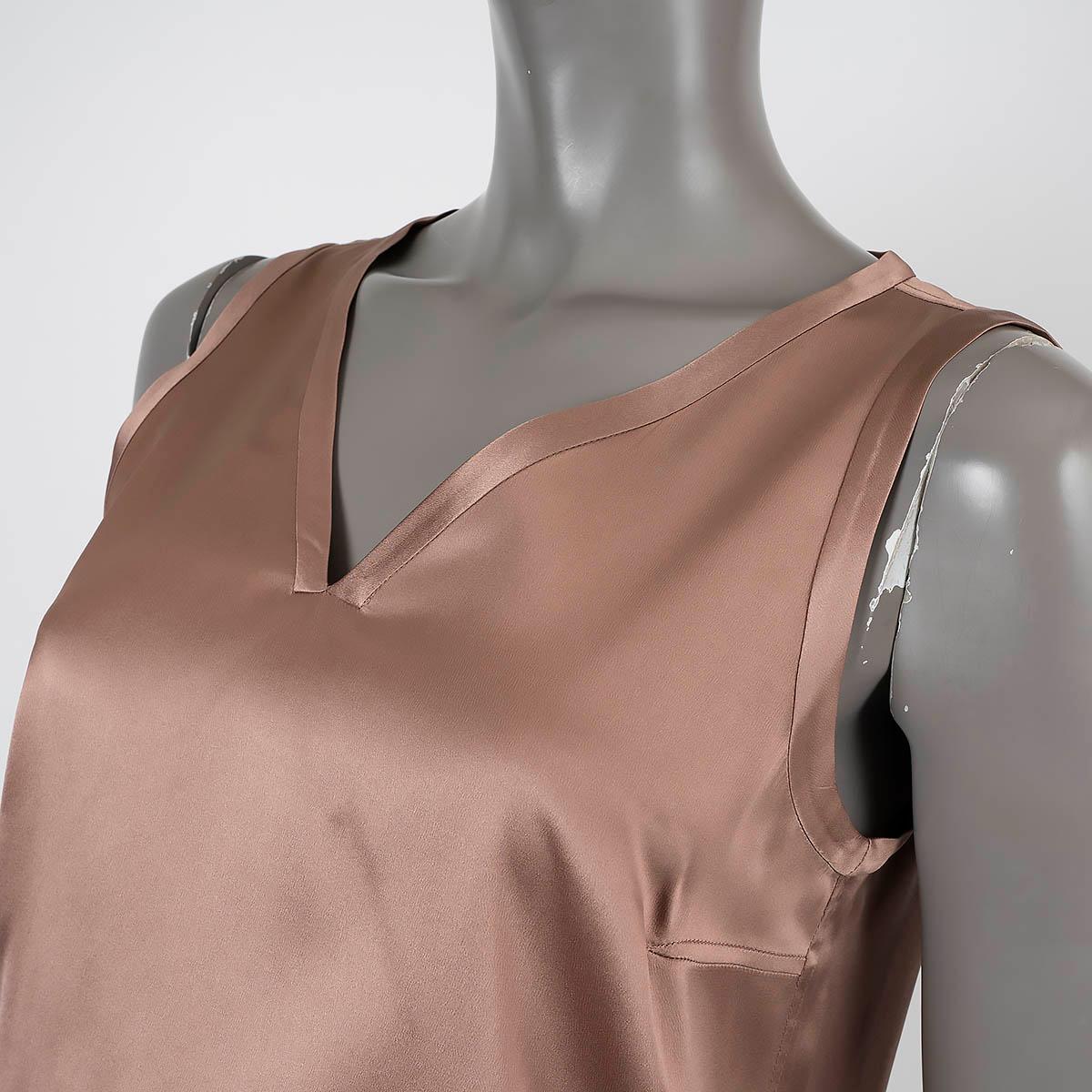 BRUNELLO CUCINELLI dusty rose silk SATIN TANK-TOP Shirt S For Sale 1
