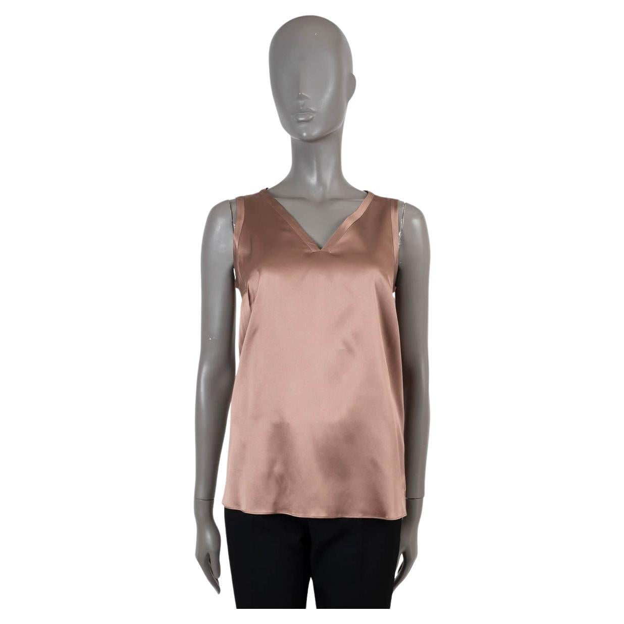 BRUNELLO CUCINELLI dusty rose silk SATIN TANK-TOP Shirt S For Sale