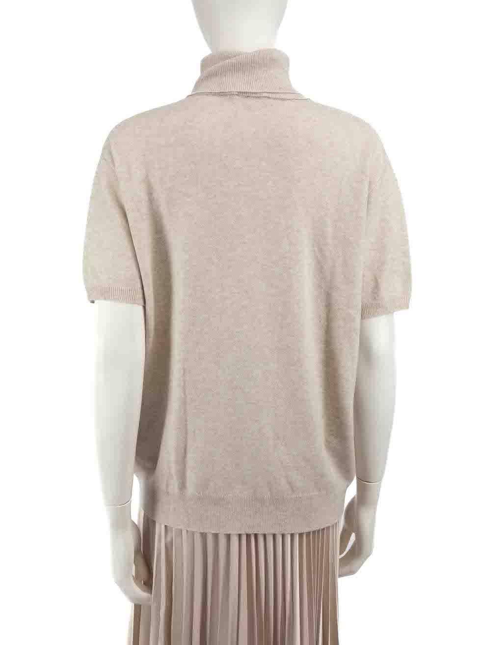 Brunello Cucinelli Ecru Cashmere Turtleneck Knit Top Size M In Good Condition For Sale In London, GB