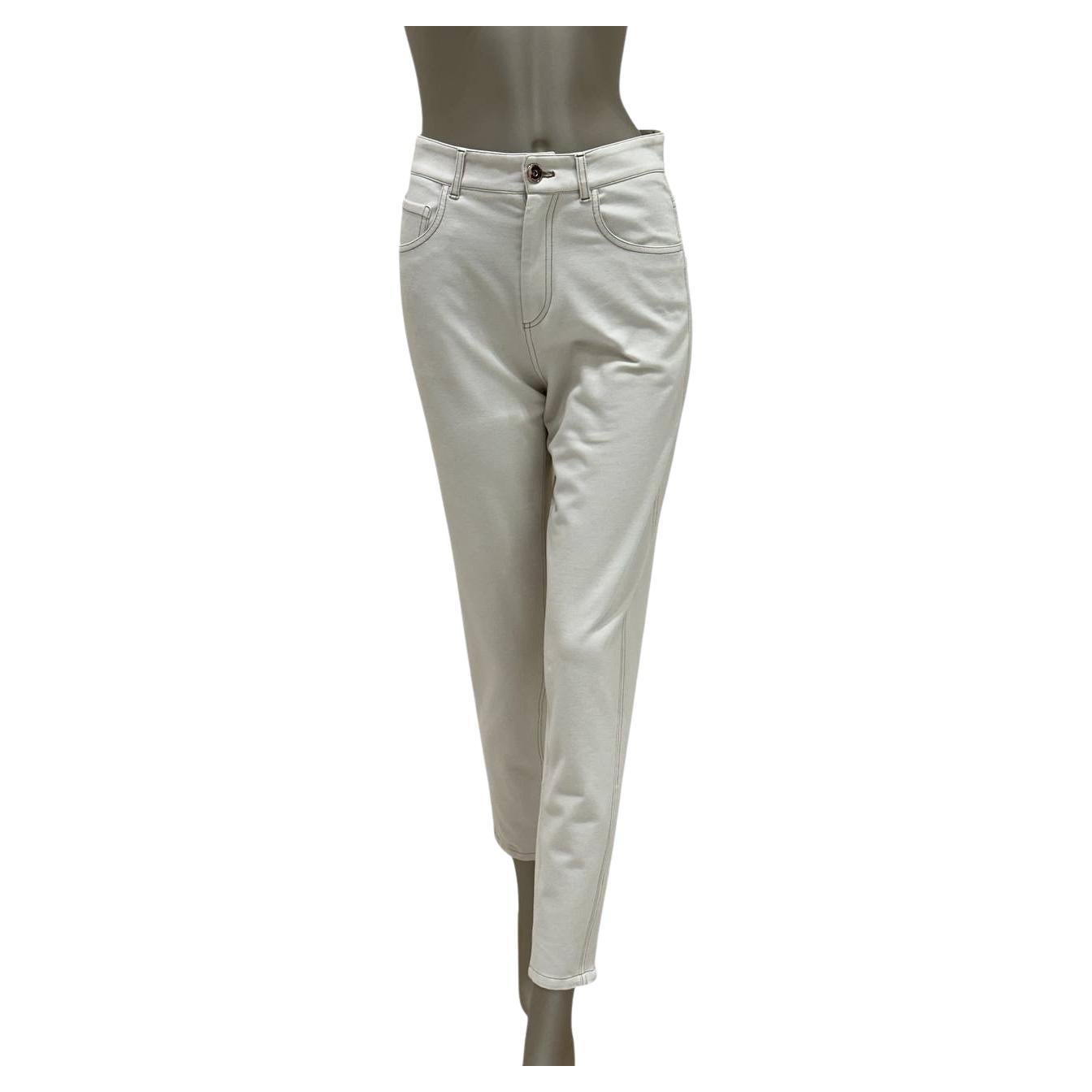 Brunello Cucinelli Ecru Cotton Pants Size 38