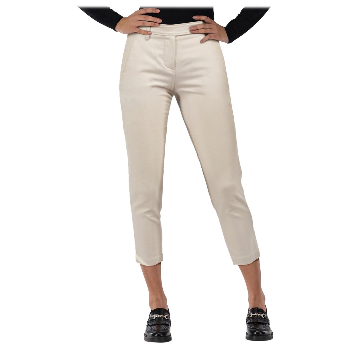 Brunello Cucinelli Ecru Skinny Cropped Trousers Size XXXS