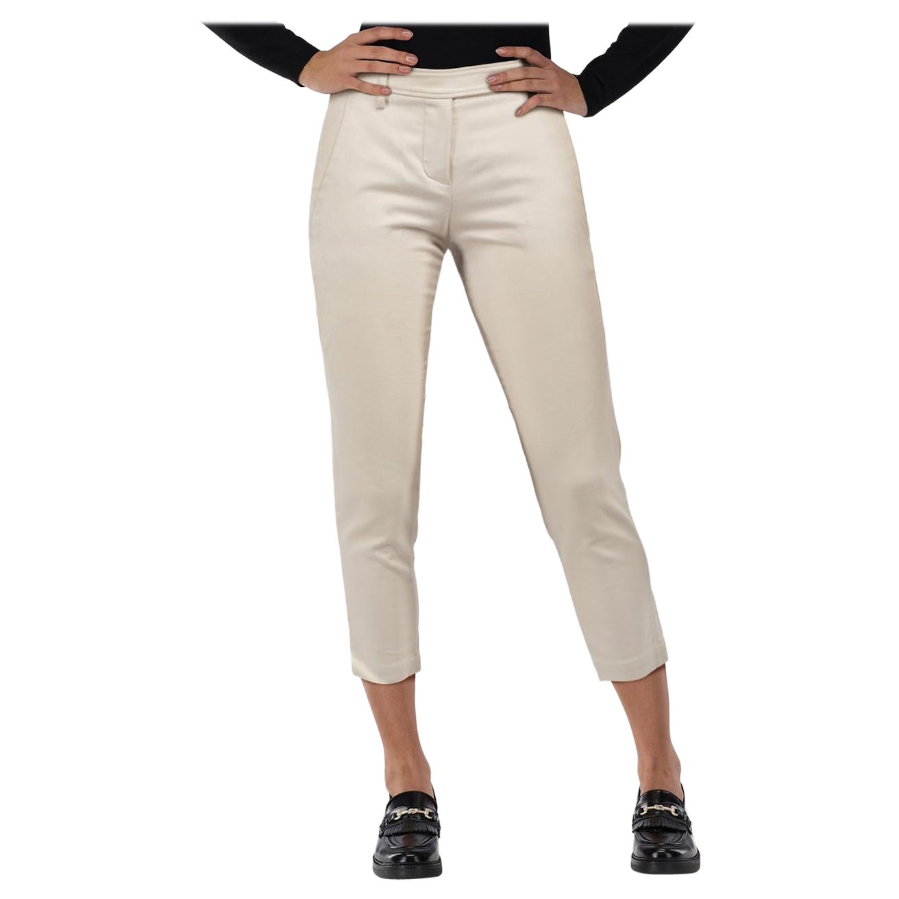 Brunello Cucinelli Ecru Skinny Cropped Trousers Size XXXS