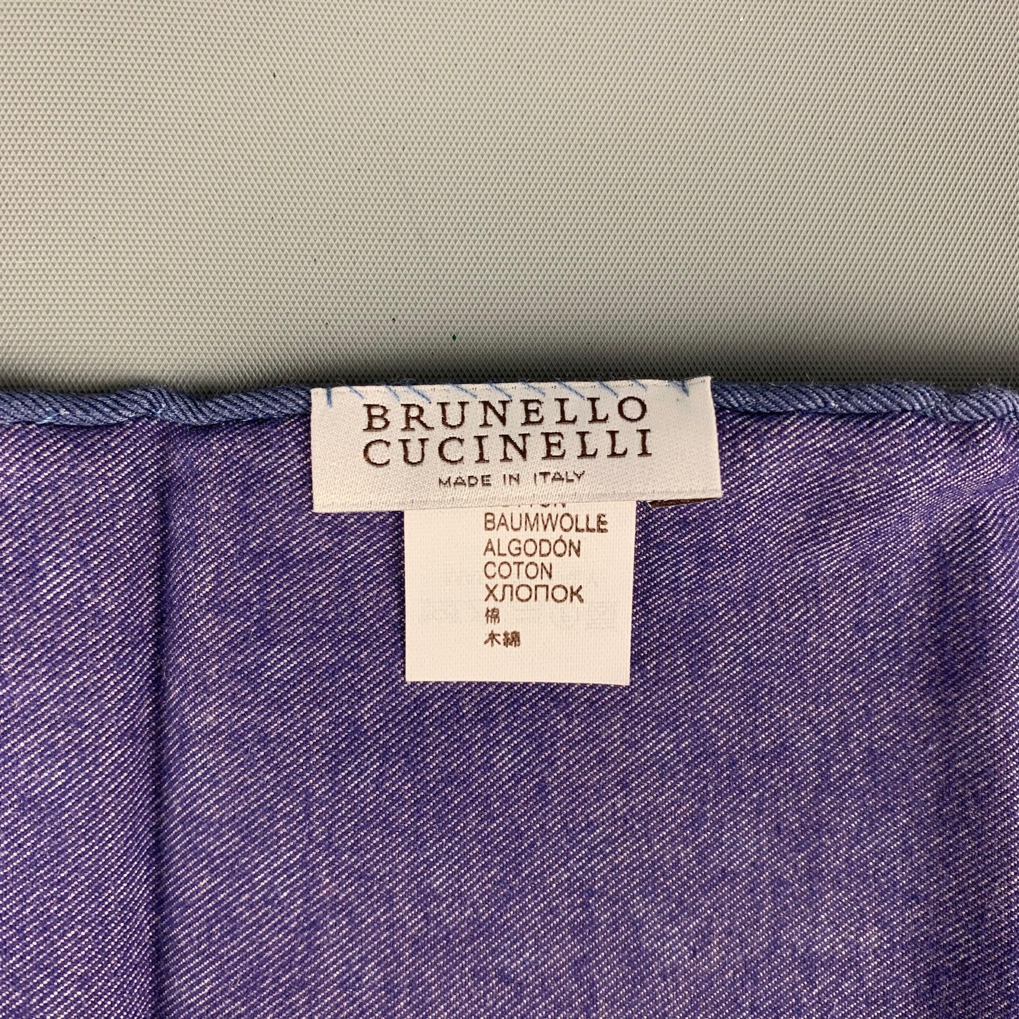 BRUNELLO CUCINELLI carré de poche en coton à fleurs bleu marine à motif aubergine Pour hommes en vente