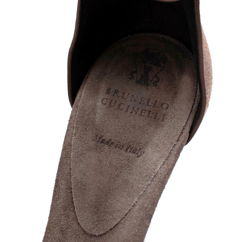 Black Brunello Cucinelli Embellished Monili Bead Strap Suede Sandals For Sale