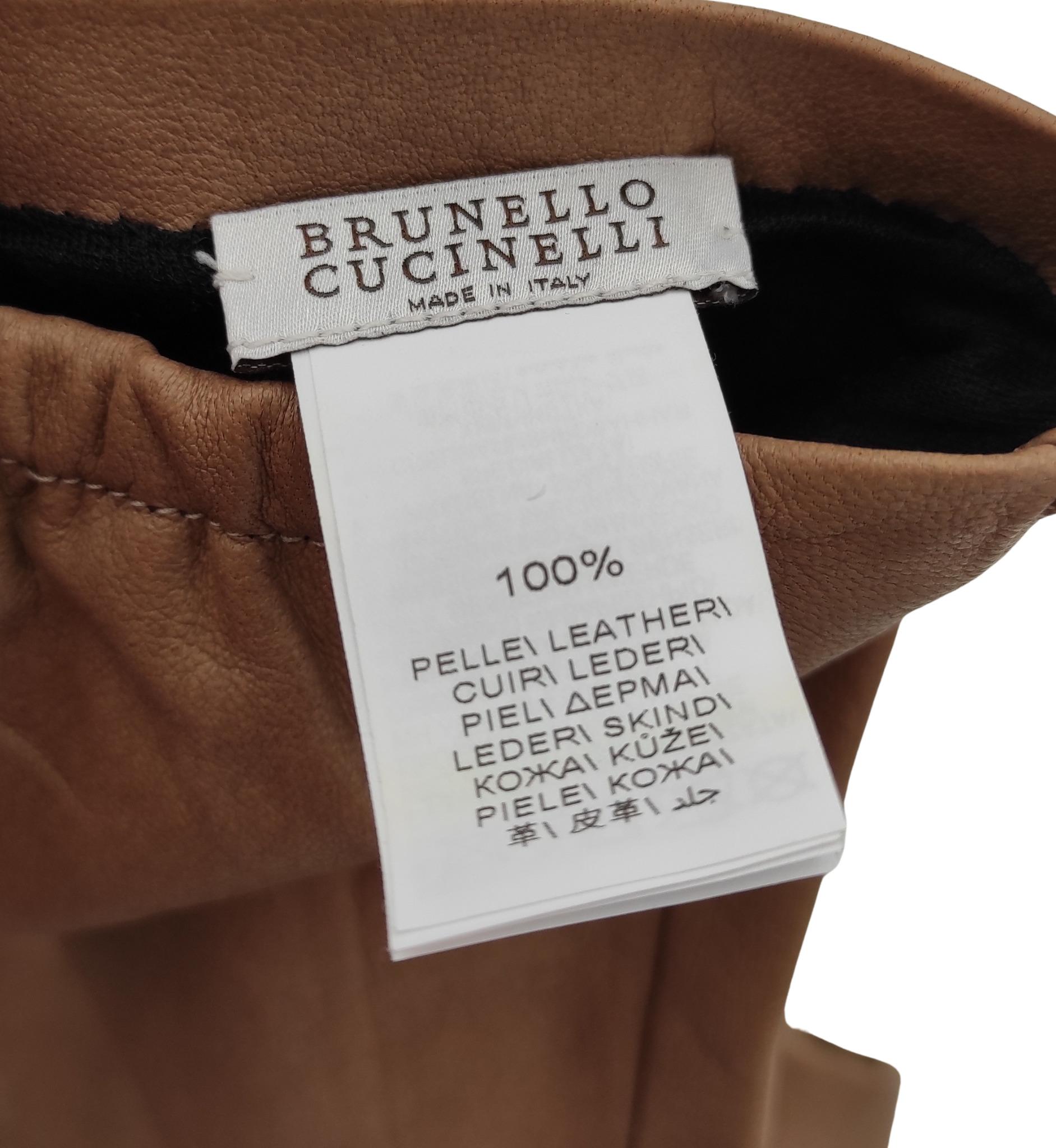 Women's Brunello Cucinelli extra long tan leather gloves For Sale