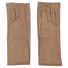 Brunello Cucinelli extra long tan leather gloves