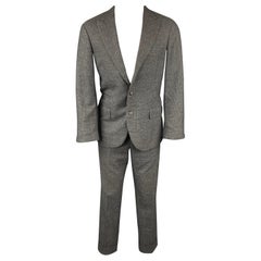 BRUNELLO CUCINELLI for WILKES BASHFORD Size 38 Charcoal & Grey Glenplaid Suit