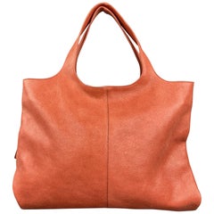 BRUNELLO CUCINELLI Glazed Coral Leather Tote Handbag