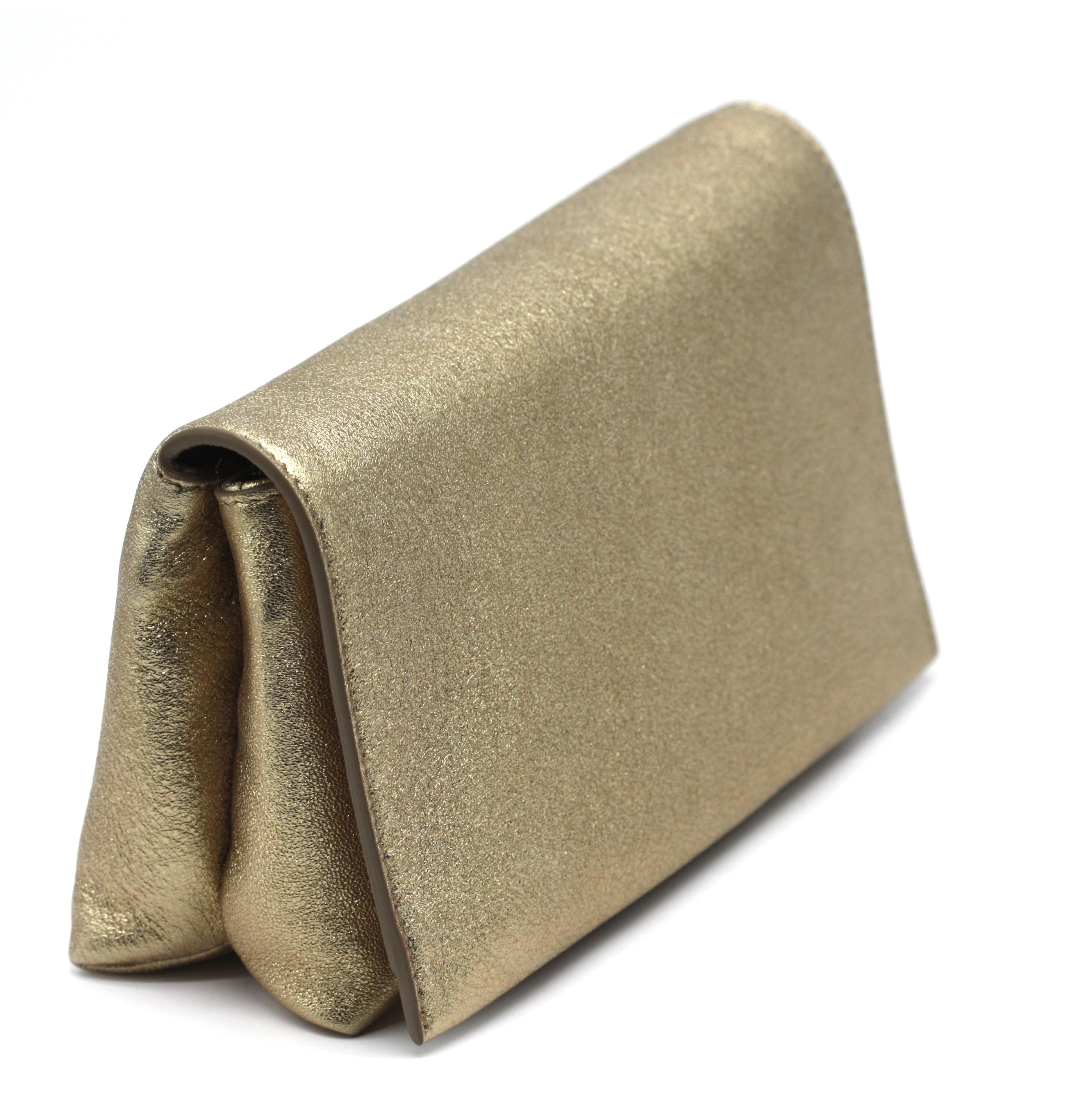 Brunello Cucinelli Gold Leather Evening Clutch im Angebot 5