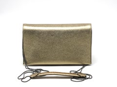 Brunello Cucinelli Gold Leather Evening Clutch