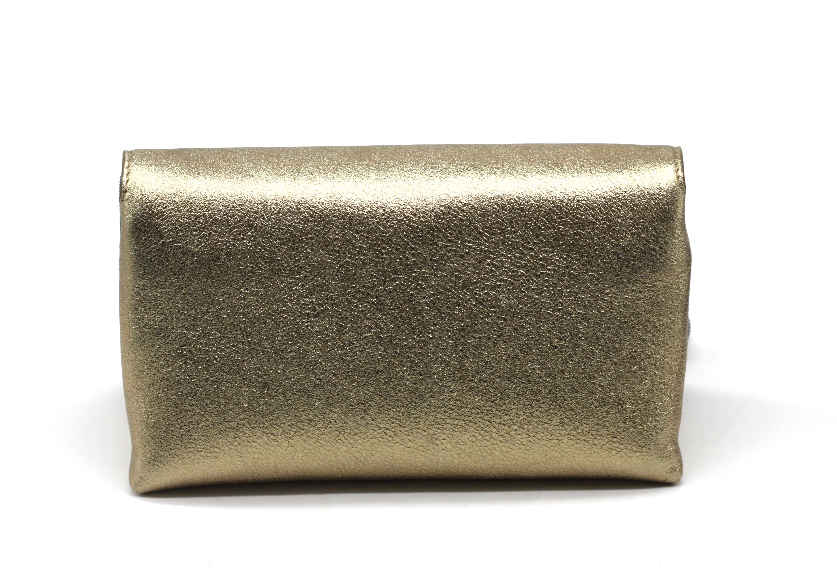 Brunello Cucinelli Gold Leather Evening Clutch im Zustand „Gut“ im Angebot in West Palm Beach, FL