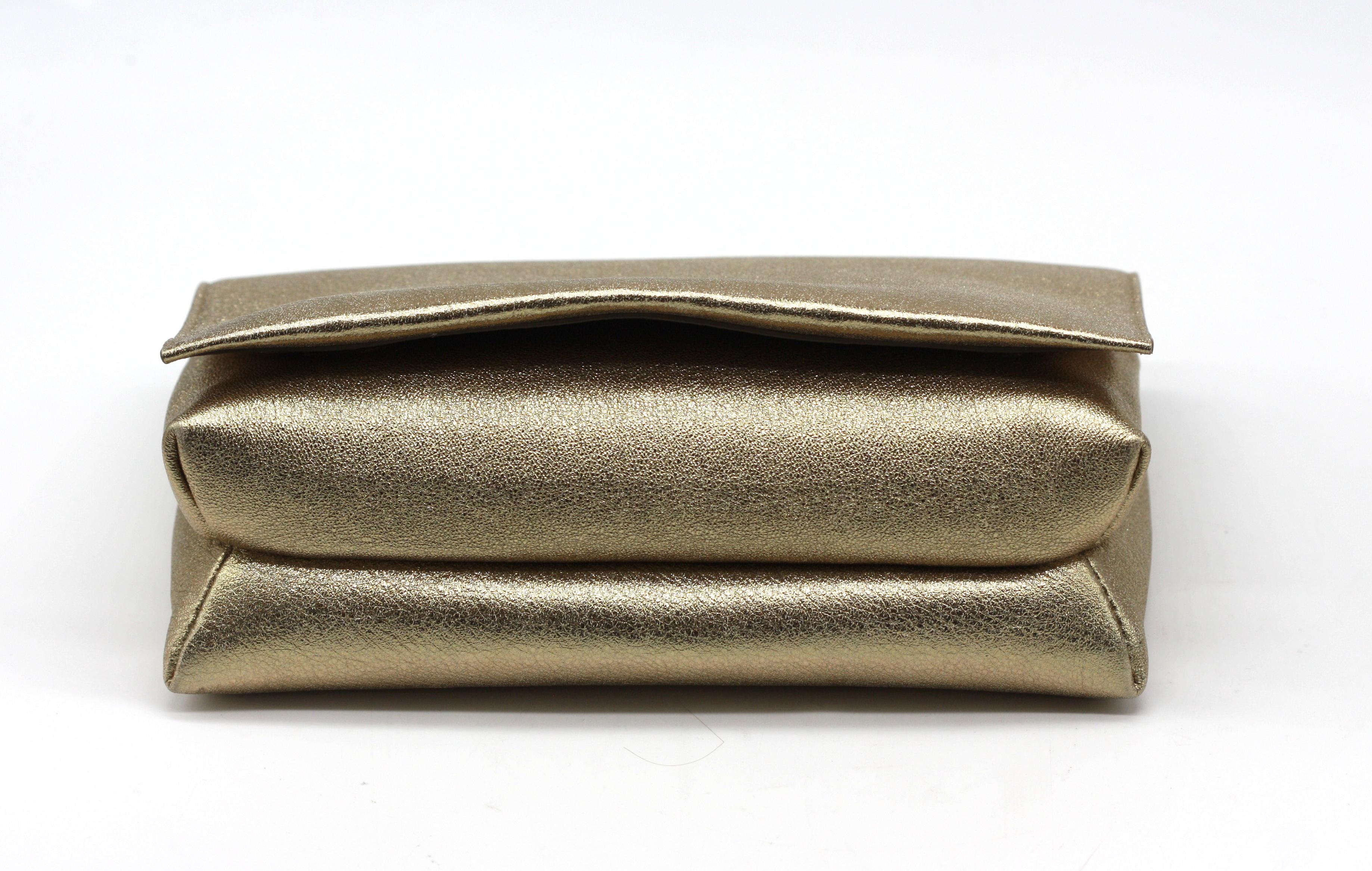 Brunello Cucinelli Gold Leather Evening Clutch im Angebot 1