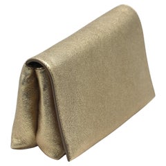 Brunello Cucinelli Gold Leather Evening Clutch