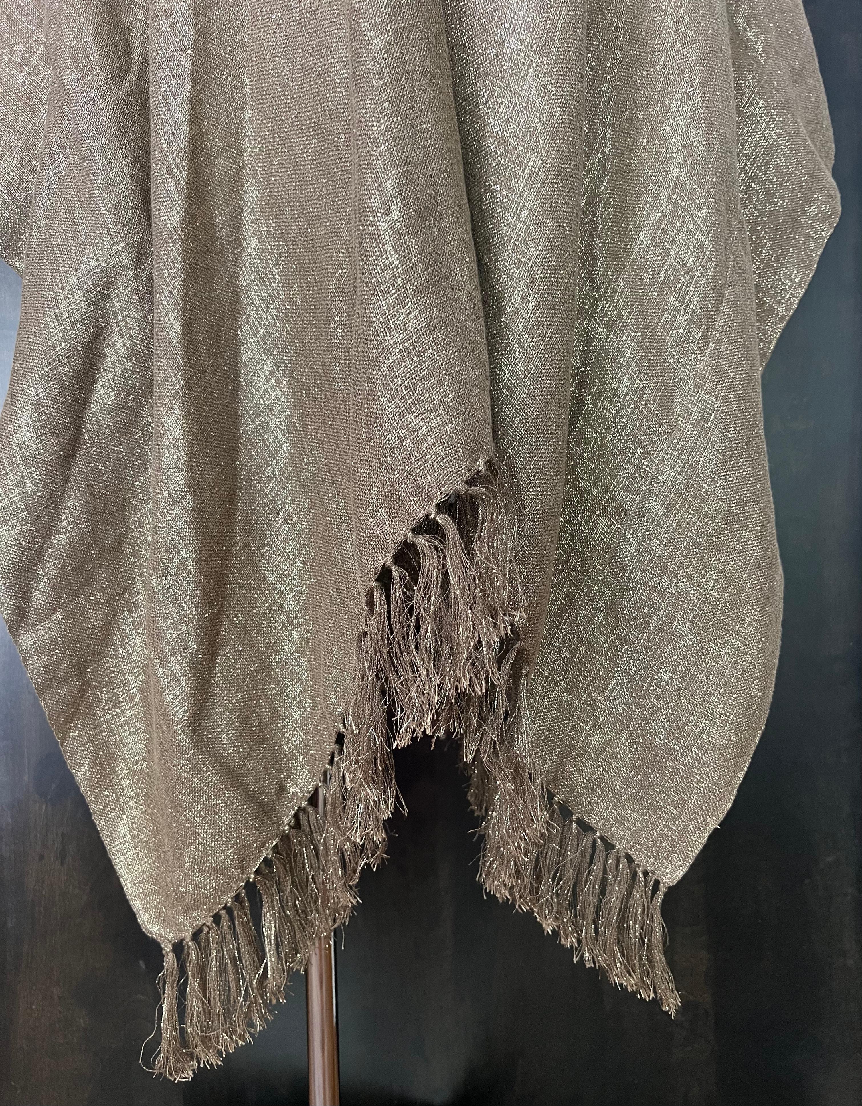 Brunello Cucinelli Gold Poncho Cape, One Size In New Condition In Beverly Hills, CA