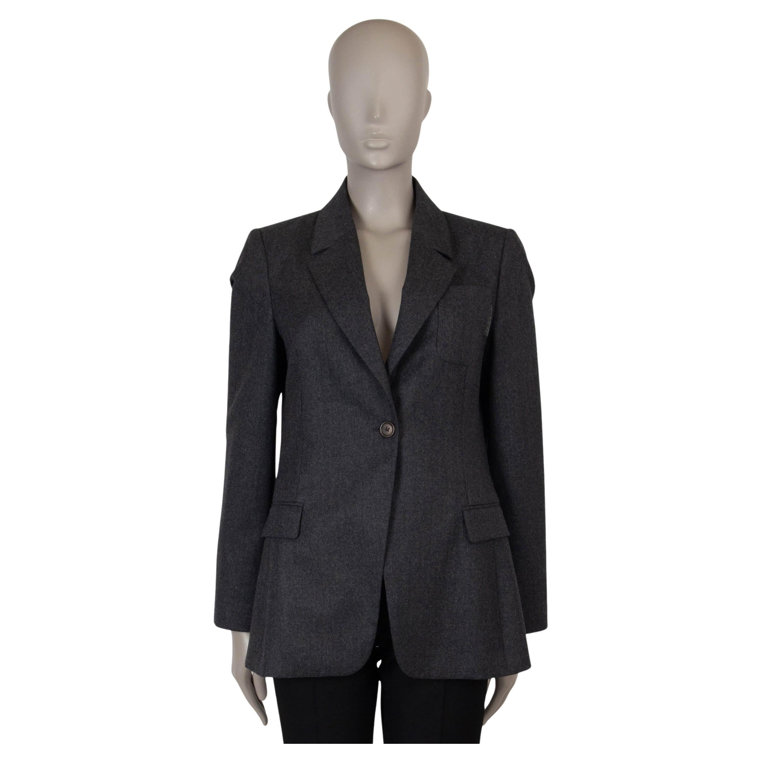 BRUNELLO CUCINELLI gray melange wool MONILI TAB Blazer Jacket 42 M