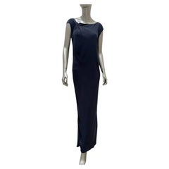 Brunello Cucinelli Gray Silk Open Back Maxi Dress Size M with Trim