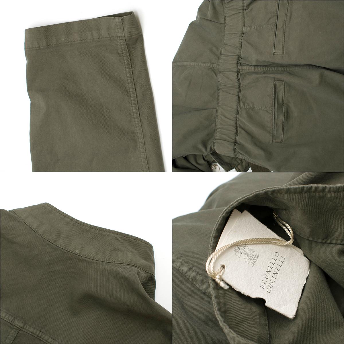 Brunello Cucinelli Green Military Jumpsuit - Size US 4 For Sale 4