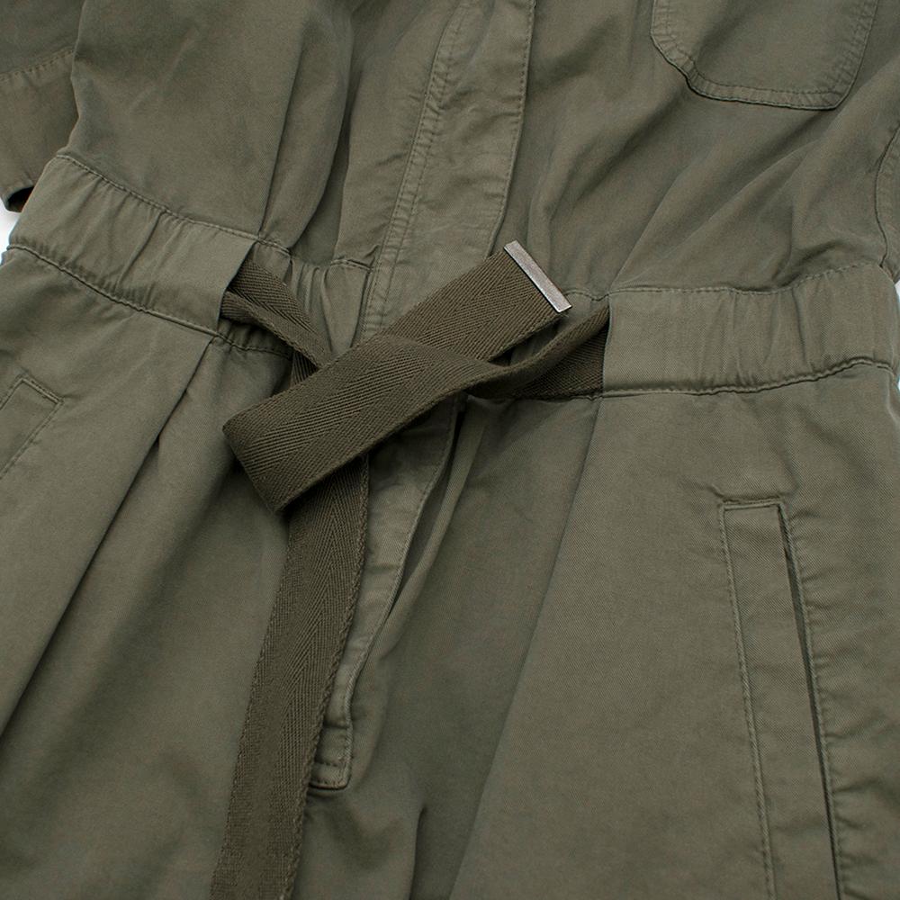 Gray Brunello Cucinelli Green Military Jumpsuit - Size US 4 For Sale