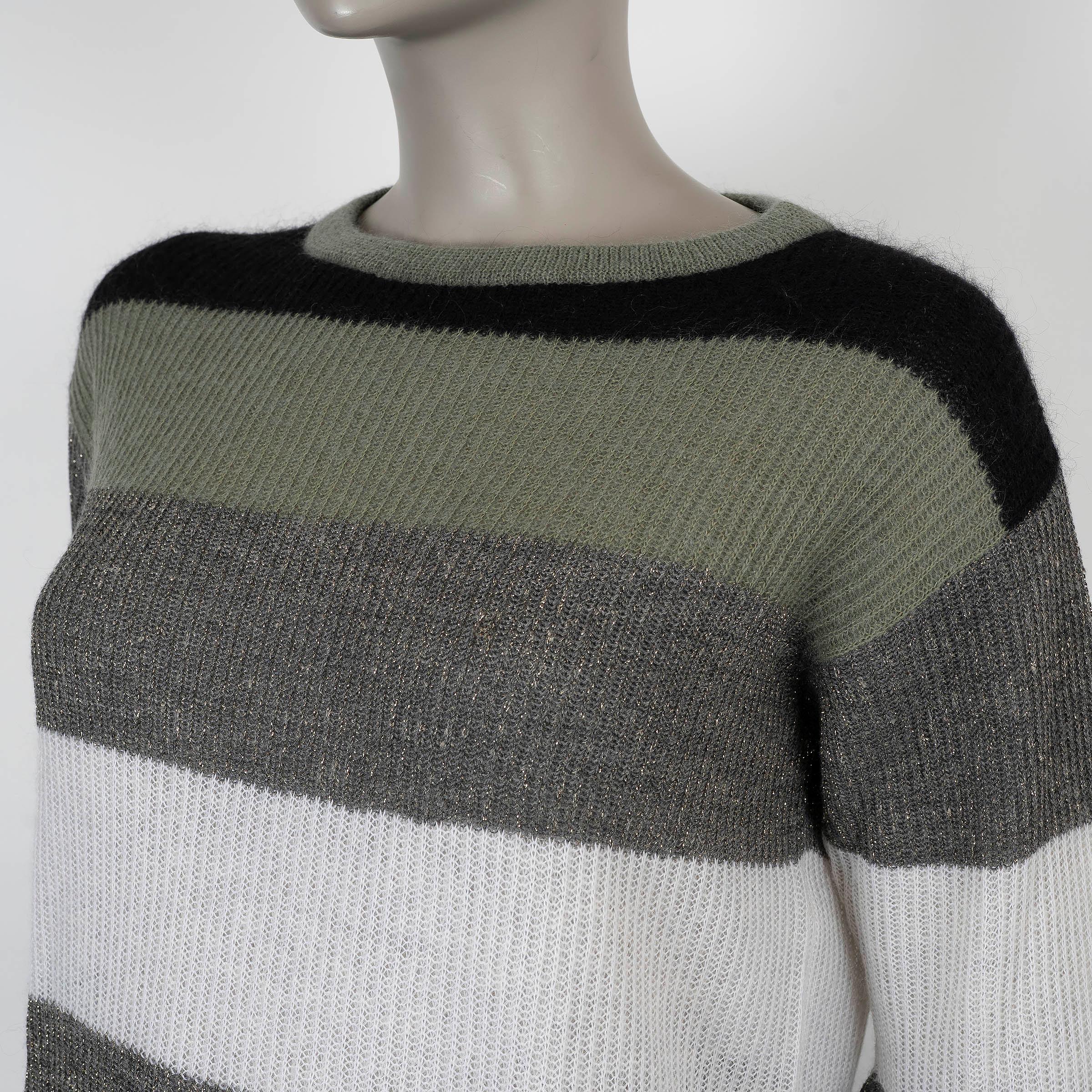 BRUNELLO CUCINELLI grün Mohair 2018 LUREX STRIPED Pullover Weste XS Damen im Angebot