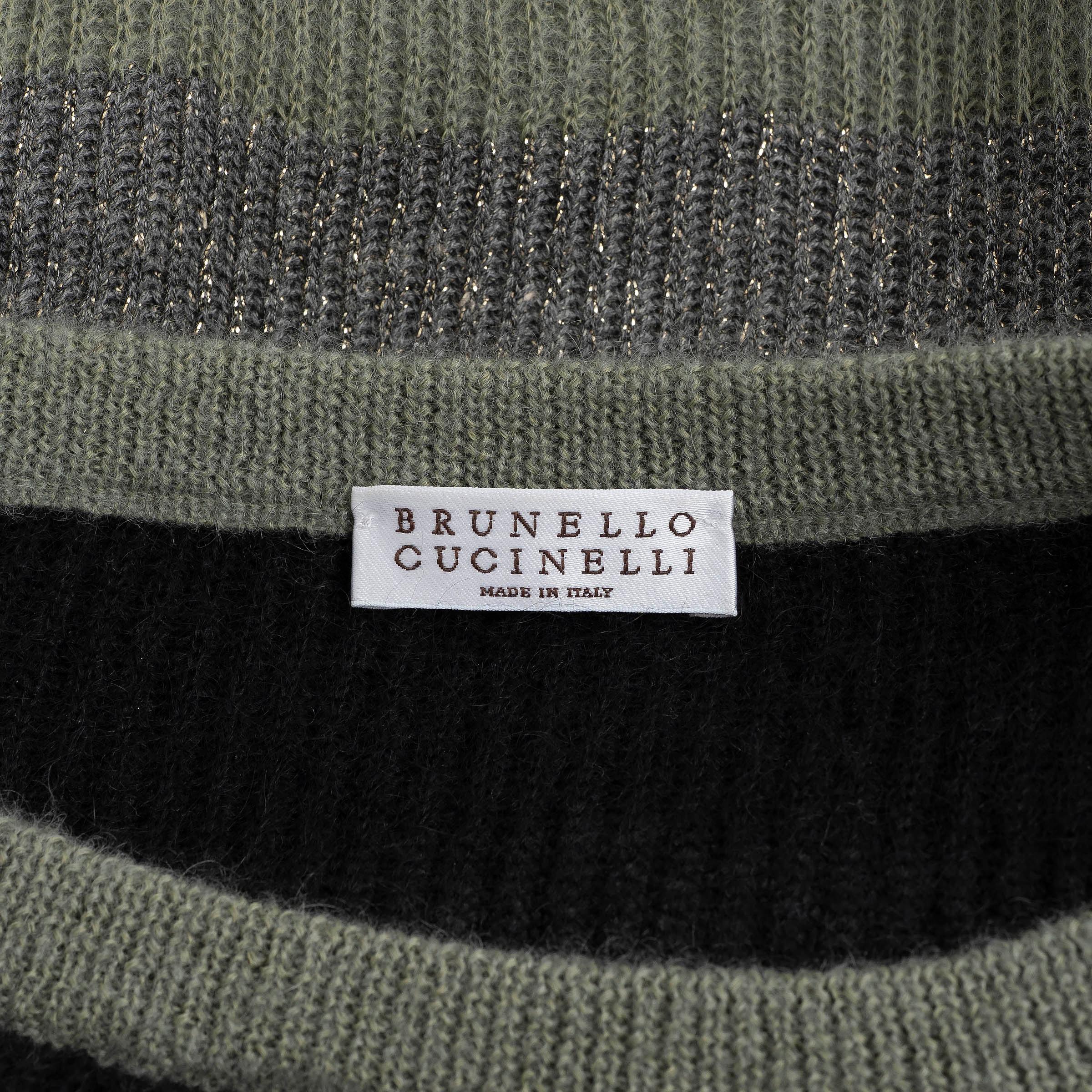 BRUNELLO CUCINELLI grün Mohair 2018 LUREX STRIPED Pullover Weste XS im Angebot 1