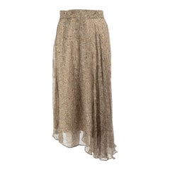 Brunello Cucinelli Green Silk Midi Skirt Size XS