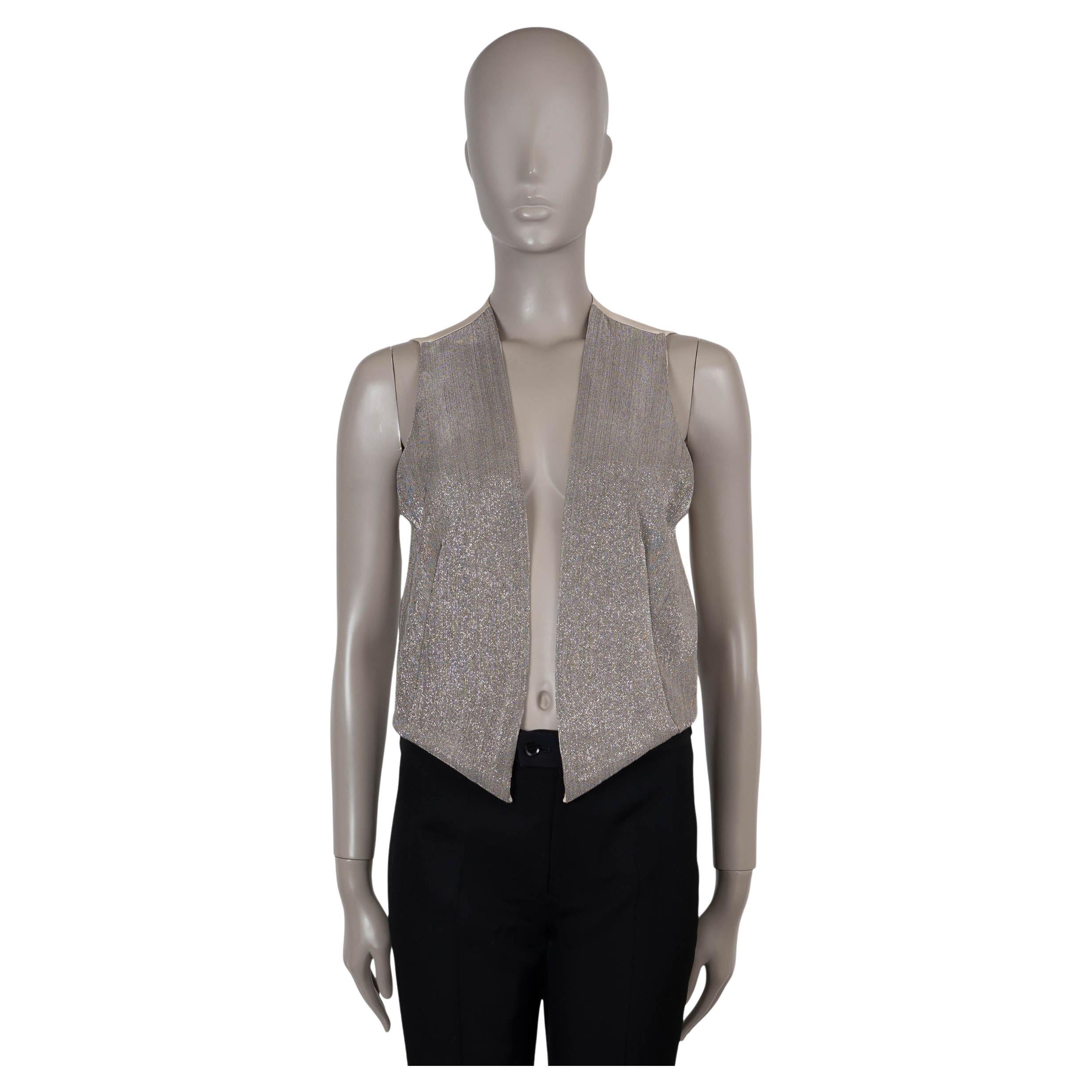 BRUNELLO CUCINELLI gris 2016 MONILI BEADED SATIN Chaleco Camisa M