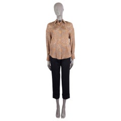 Brunello Cucinelli camicia button-up FLORAL in seta grigia e marrone XS
