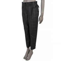 BRUNELLO CUCINELLI grey brown wool 2018 MONILI PAPERBAG WAIST Pants 42 M