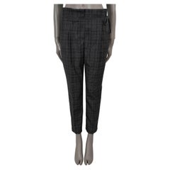 BRUNELLO CUCINELLI grigio marrone lana 2018 MONILI PAPERBAG WAIST Pantaloni 42 M