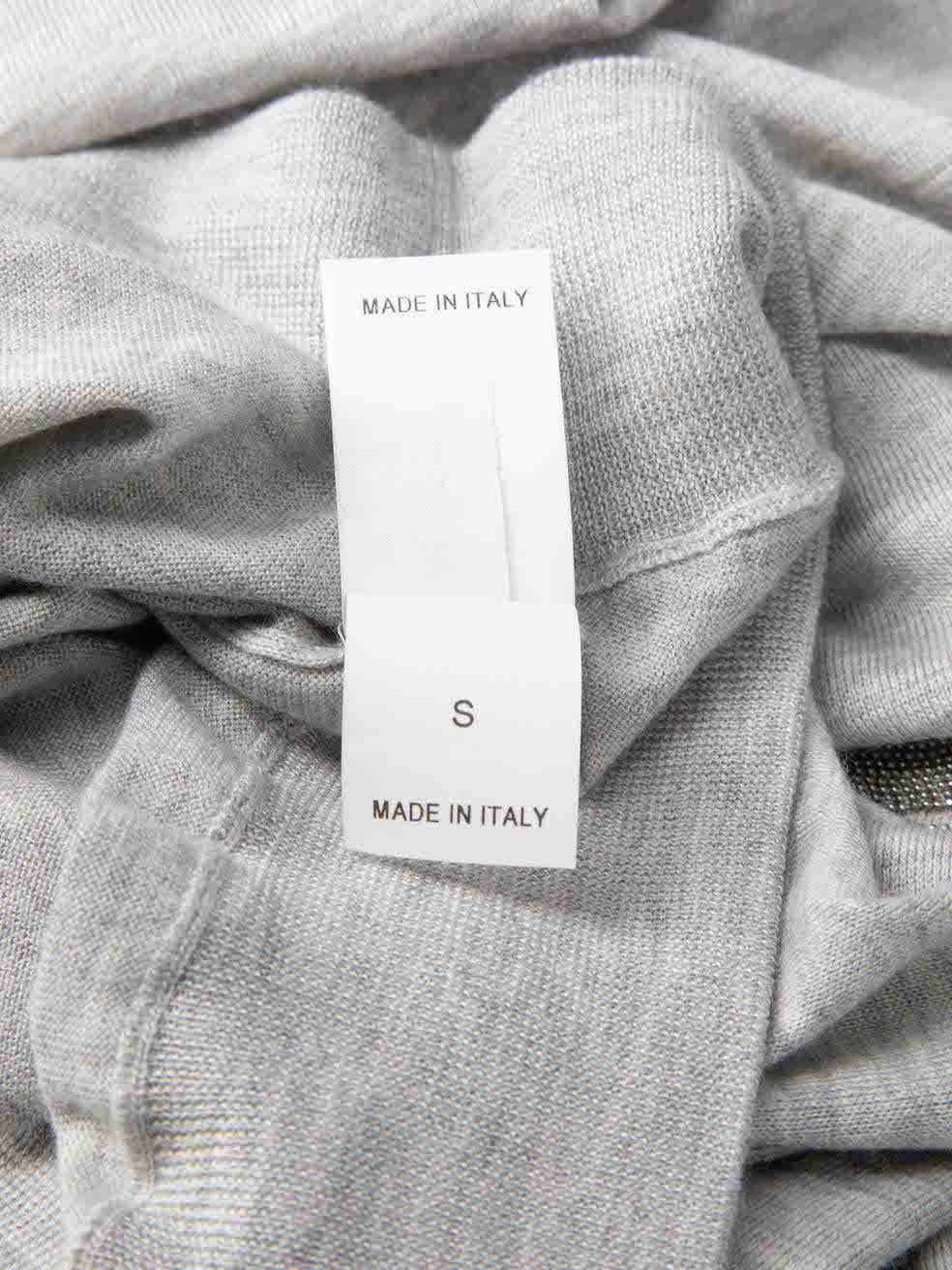 Women's Brunello Cucinelli Grey Cashmere Beaded Turtleneck Top Size S For Sale