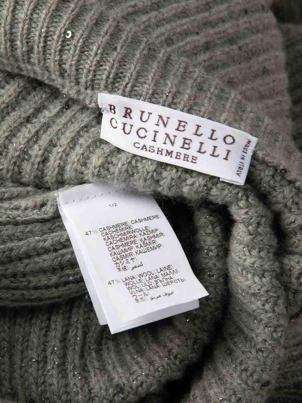Women's Brunello Cucinelli Grey Cashmere Glitter Accent Jumper Size S For Sale
