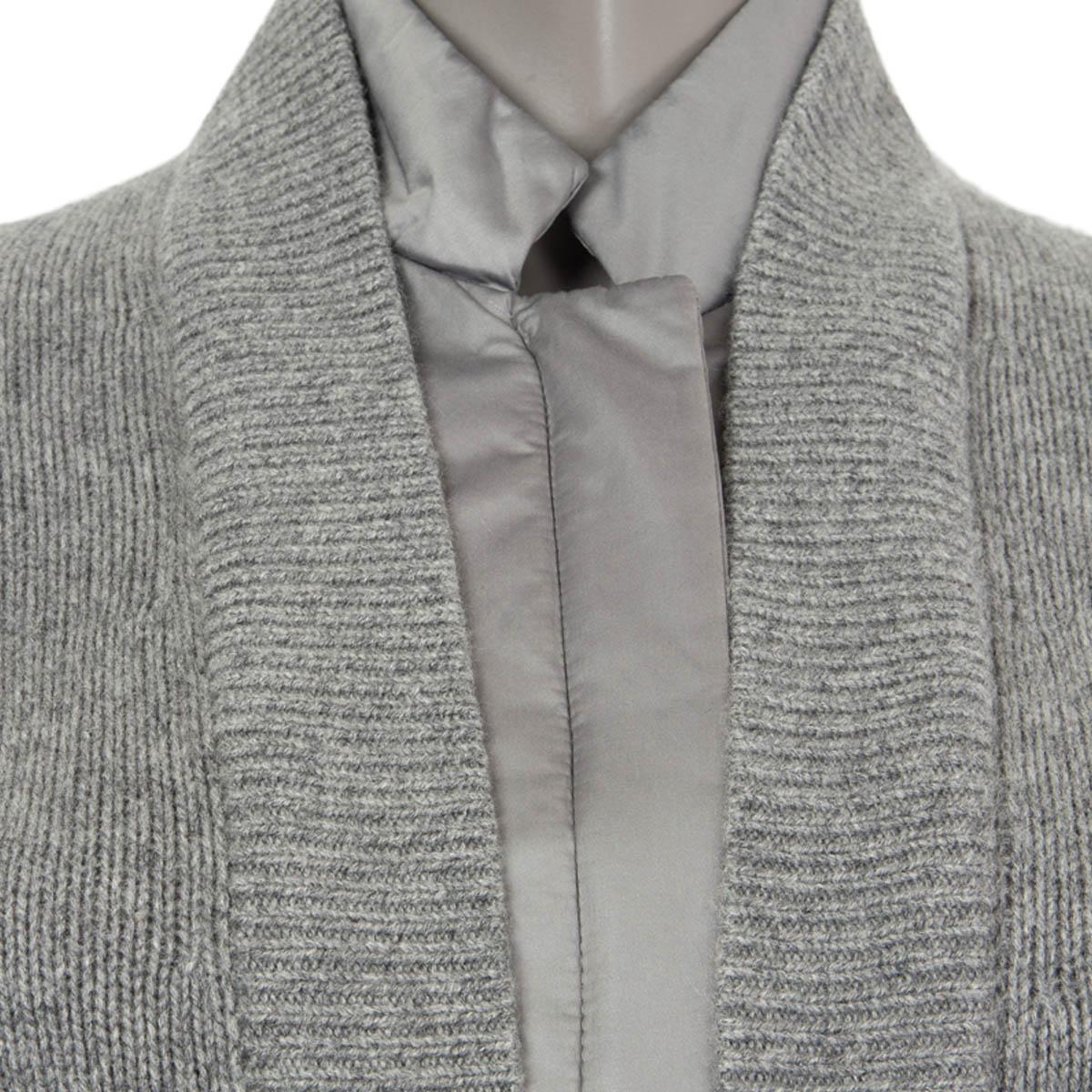 Women's BRUNELLO CUCINELLI grey cashmere LAYERED ZIP Cardigan Sweater XS For Sale