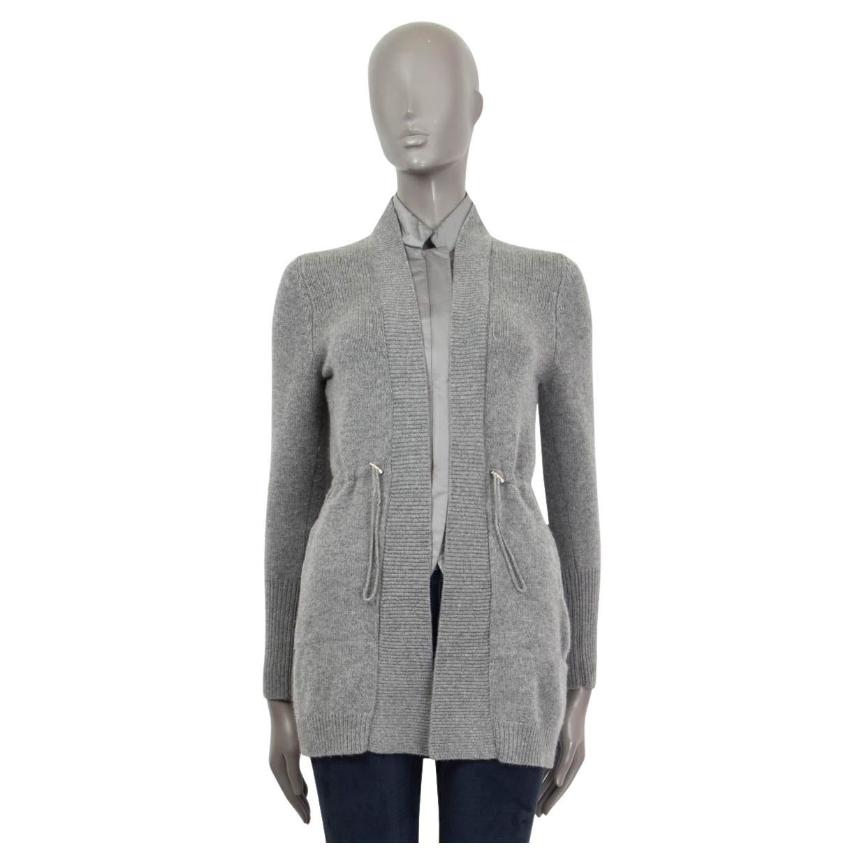 BRUNELLO CUCINELLI grey cashmere LAYERED ZIP Cardigan Sweater XS For Sale