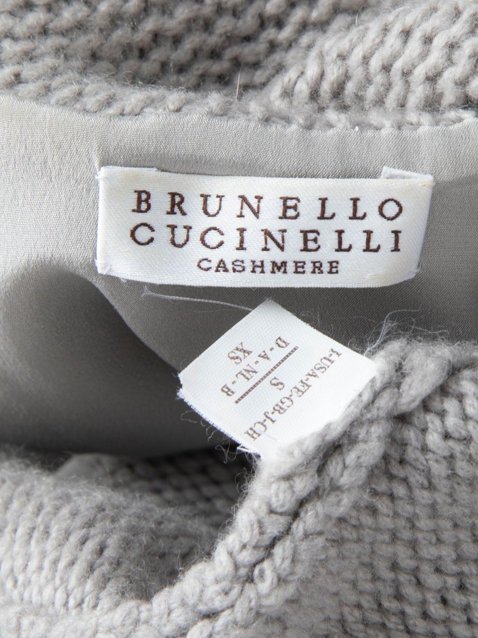 Brunello Cucinelli Graue Kaschmir-Strickjacke aus Nerzpelz mit Nerzpelz Größe S im Zustand „Gut“ im Angebot in London, GB