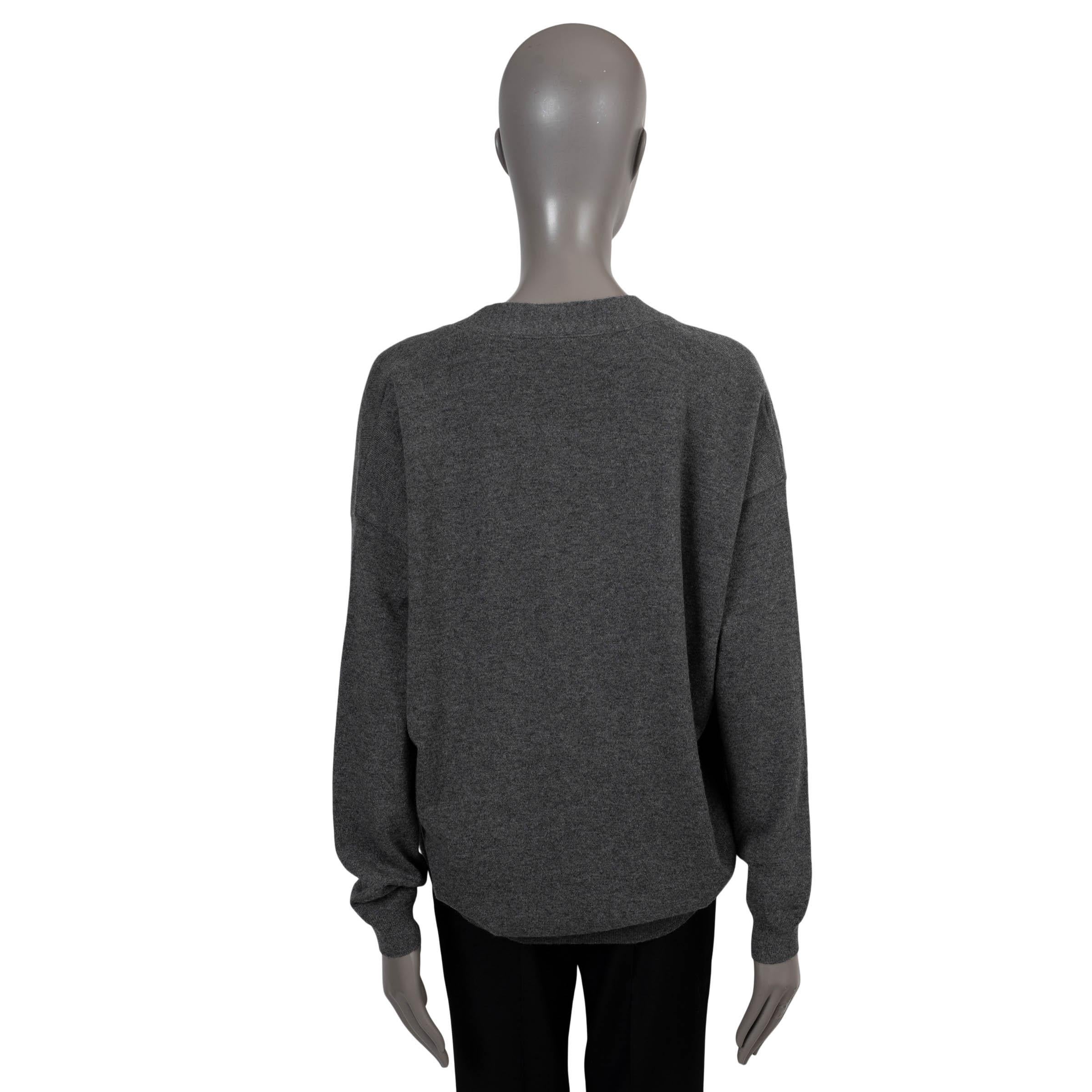 Noir BRUNELLO CUCINELLI Cardigan gris cashmere MONILI FLAP POCKET OVERSIZE XL en vente