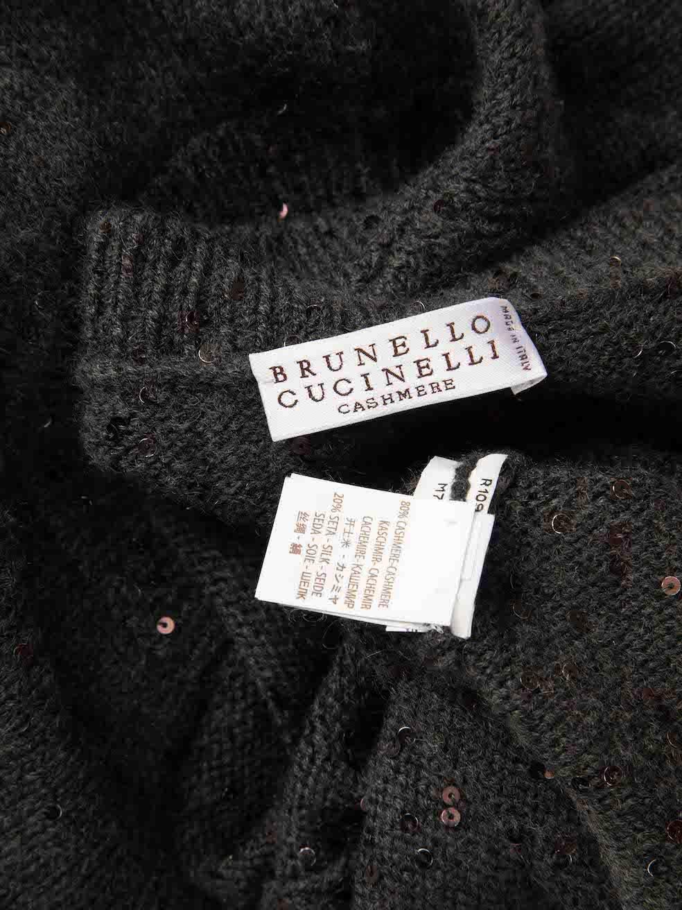 Women's Brunello Cucinelli Grey Cashmere Sequinned Jumper Size S For Sale
