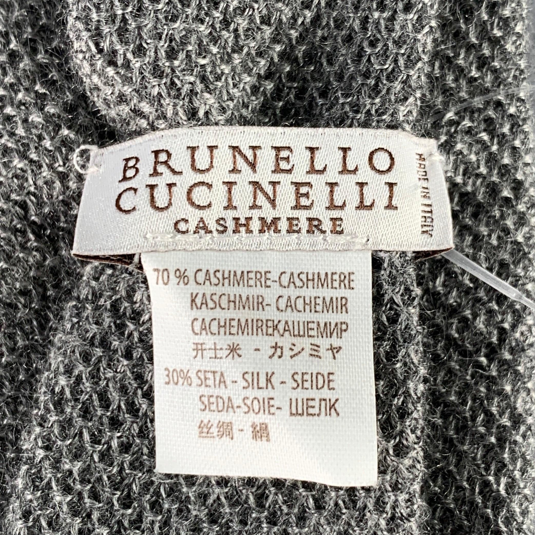 Gray BRUNELLO CUCINELLI Grey Cashmere Silk Knit Tie For Sale