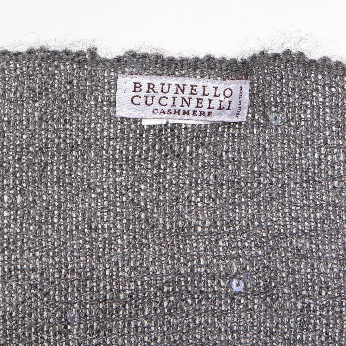 Women's BRUNELLO CUCINELLI grey cashmere & silk SEQUIN EMBELLISHED Shawl Scarf