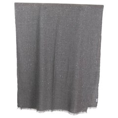 BRUNELLO CUCINELLI grey cashmere & silk SEQUIN EMBELLISHED Shawl Scarf
